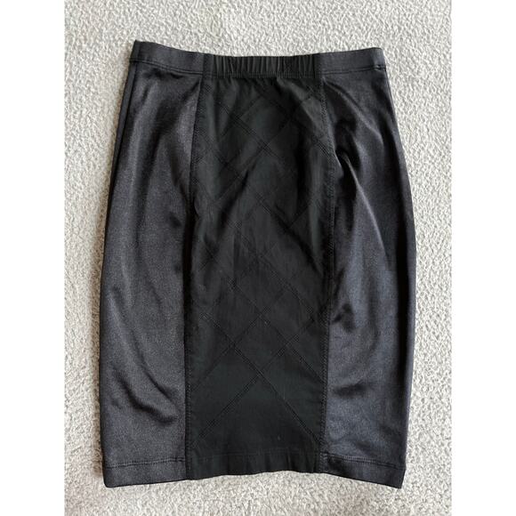 Betsy Johnson Pencil Mini Skirt Small Pull On Jersey Panel Black Cocktail Party - Picture 3 of 12